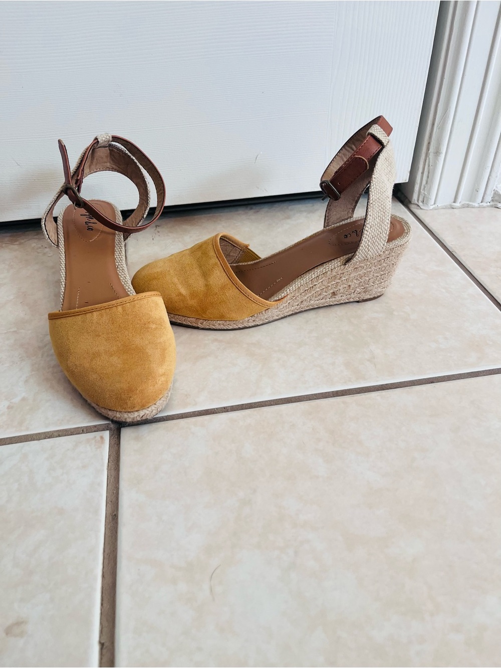 Style & Co. Yellow Espadrille Wedge Sandals with Ankle Strap